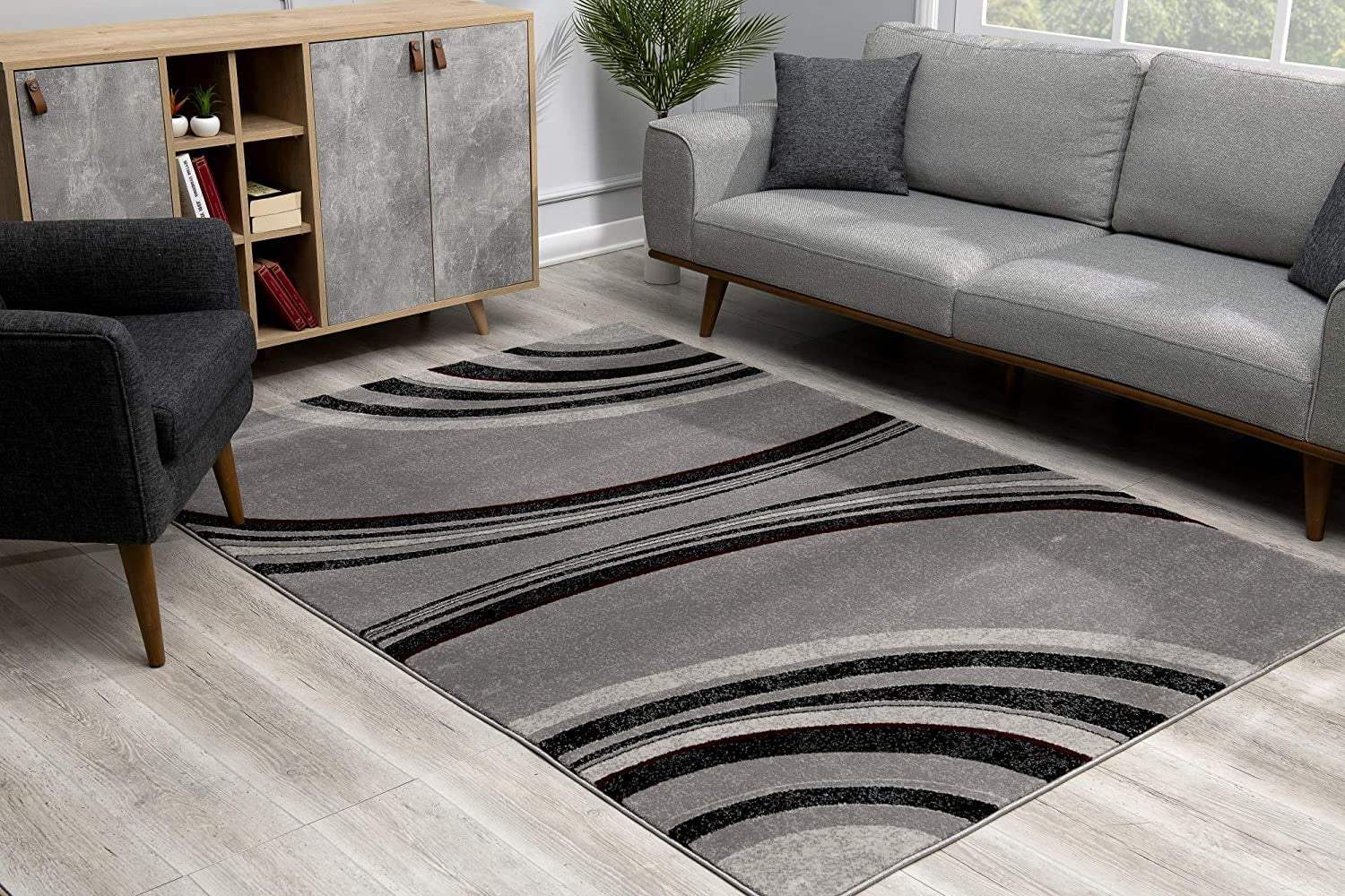 4' X 6' Gray Abstract Power Loom Area Rug - Homeroots - Flyclothing LLC