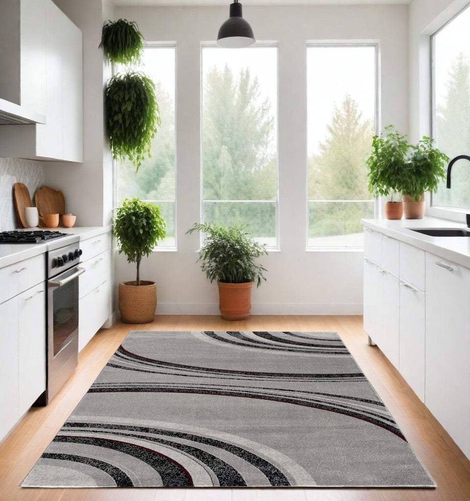 4' X 6' Gray Abstract Power Loom Area Rug - Homeroots - Flyclothing LLC