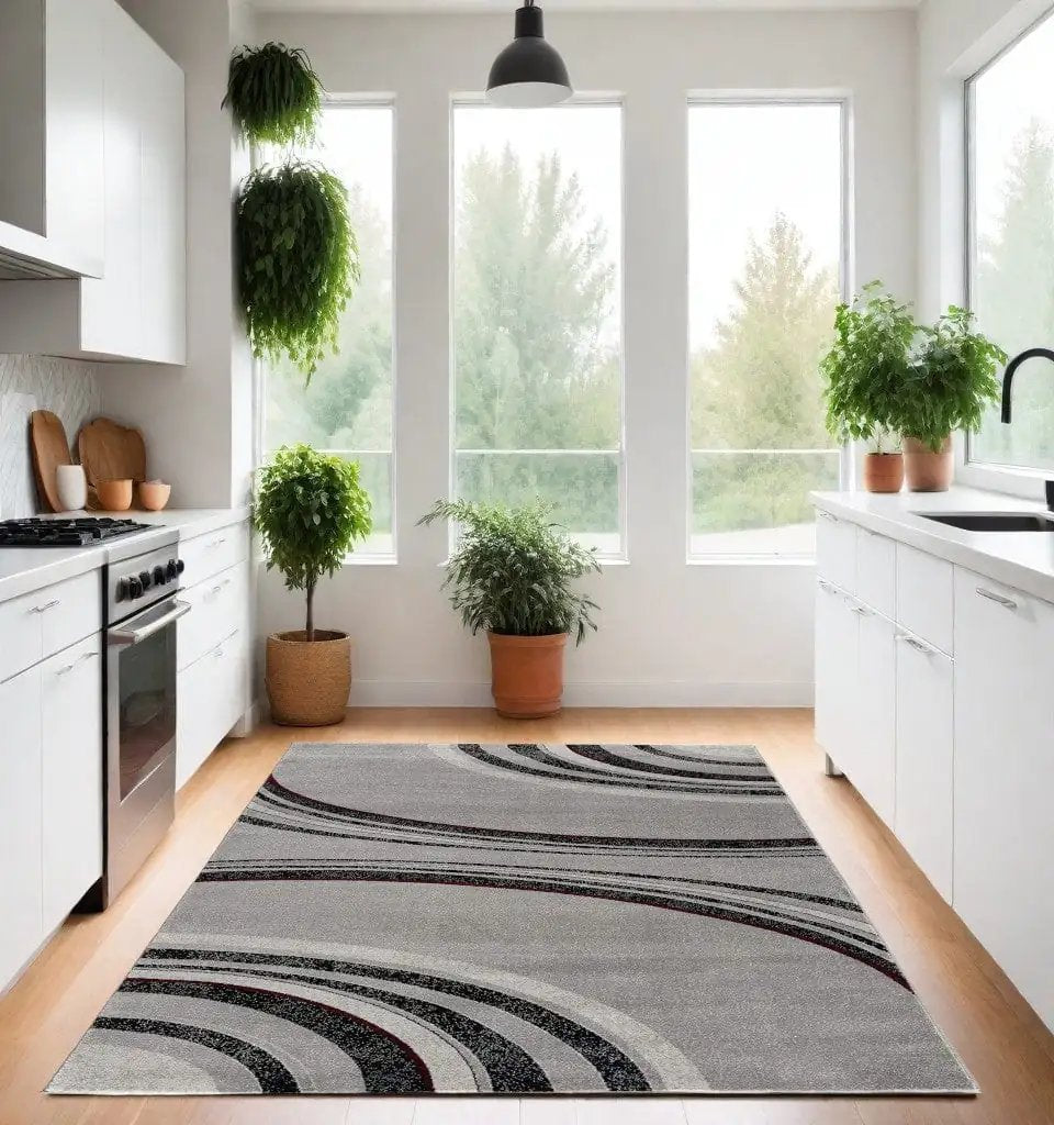 4' X 6' Gray Abstract Power Loom Area Rug - Homeroots