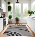 4' X 6' Gray Abstract Power Loom Area Rug - Homeroots