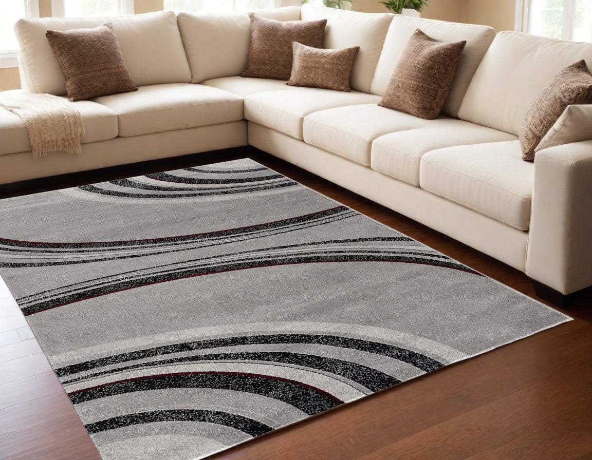 5' X 7' Gray Abstract Dhurrie Area Rug - Homeroots - Flyclothing LLC