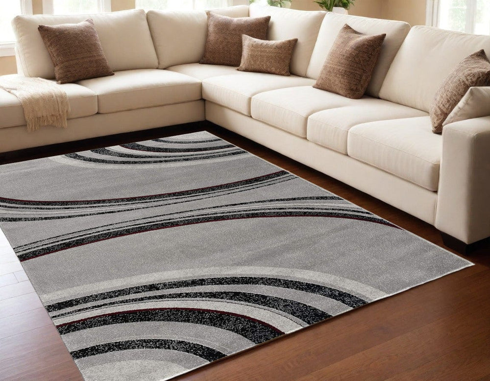 5' X 7' Gray Abstract Dhurrie Area Rug - Homeroots