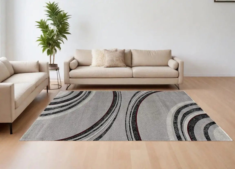 8' X 10' Gray Abstract Dhurrie Area Rug - Homeroots