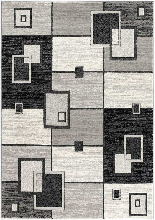 2' X 15' Gray Asymmetric Blocks Runner Rug - Homeroots - Flyclothing LLC