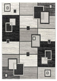 8' Gray and Black Geometric Power Loom Distressed Runner Rug - Homeroots