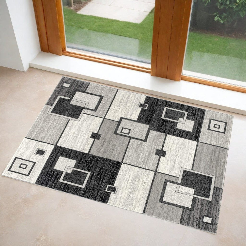 3' X 5' Gray Abstract Power Loom Area Rug - Homeroots