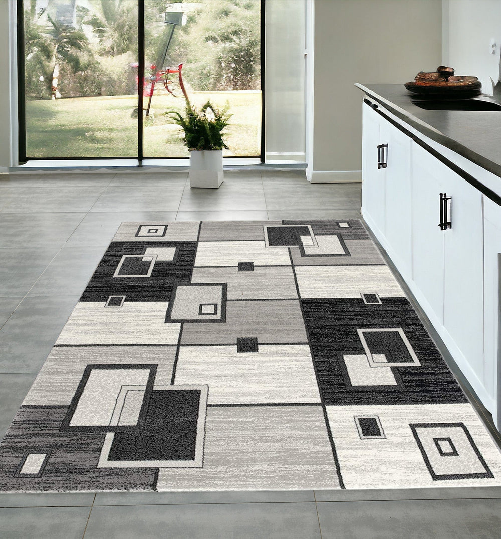 4' X 6' Gray Abstract Power Loom Area Rug - Homeroots