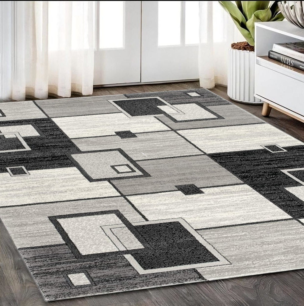 5' X 7' Gray Abstract Dhurrie Area Rug - Homeroots