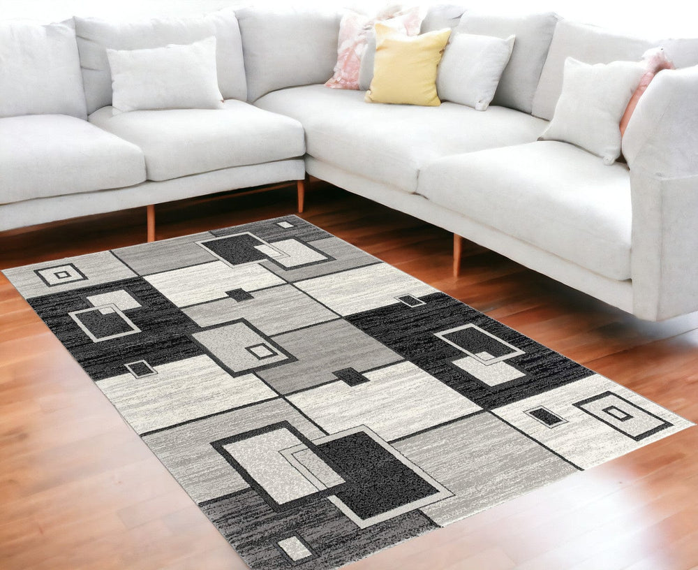 6' X 9' Gray Abstract Dhurrie Area Rug - Homeroots