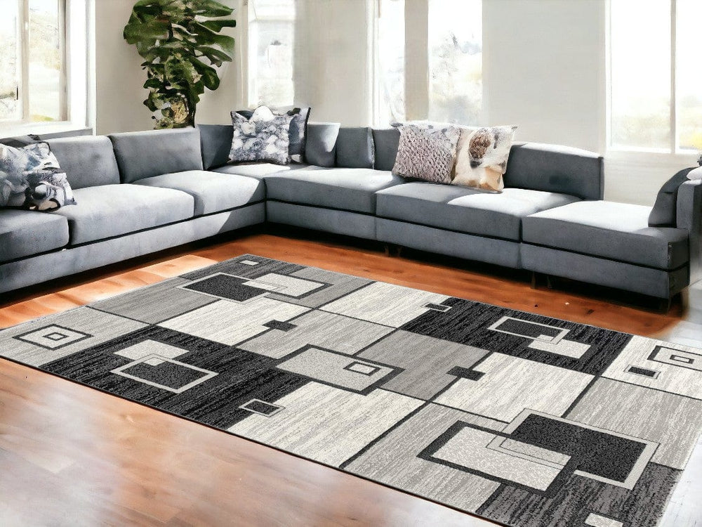 8' X 10' Gray Abstract Dhurrie Area Rug - Homeroots