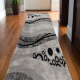 10' Gray Abstract Power Loom Runner Rug - Homeroots