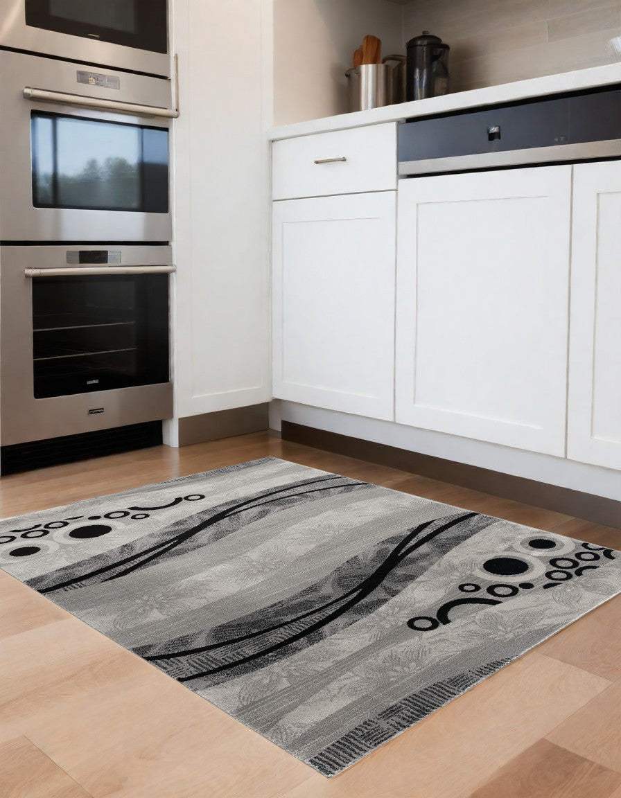 4' X 6' Gray Abstract Power Loom Area Rug - Homeroots - Flyclothing LLC