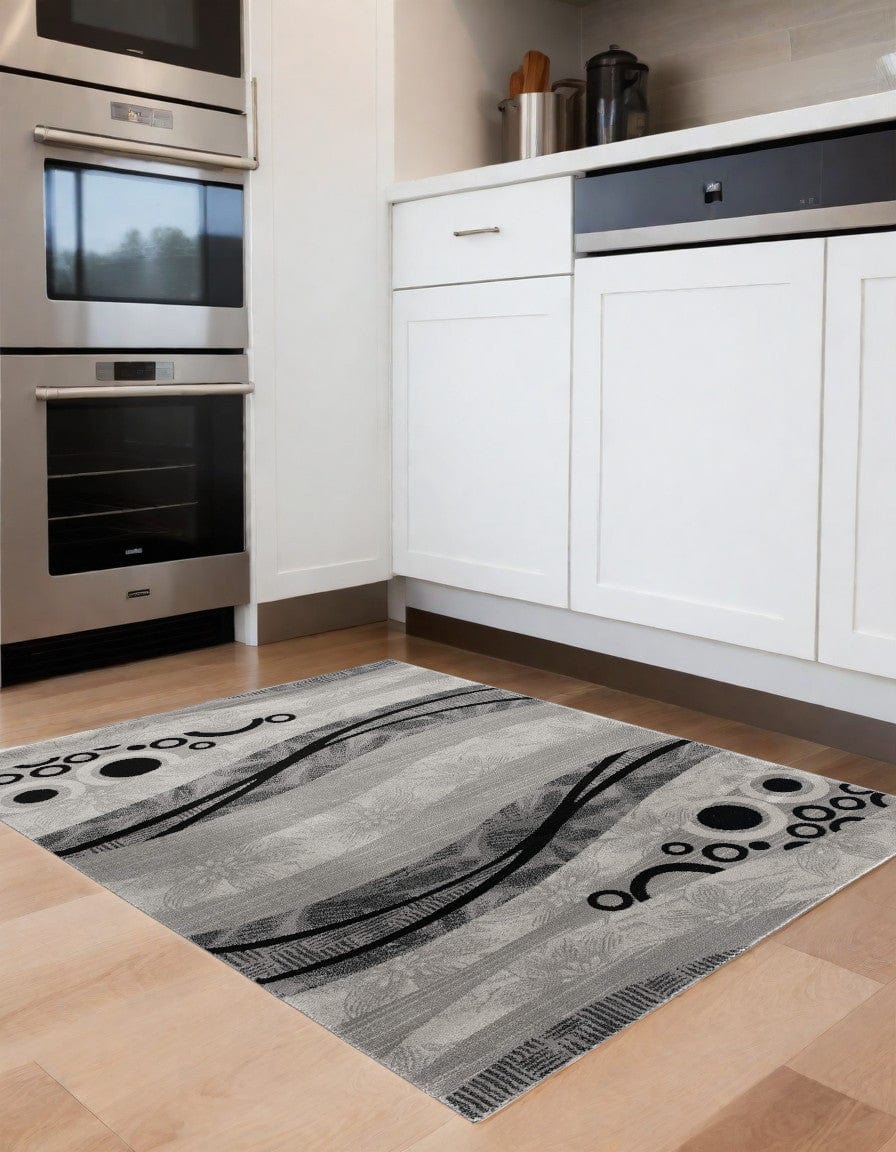 4' X 6' Gray Abstract Power Loom Area Rug - Homeroots