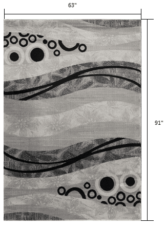5' X 7' Gray Abstract Dhurrie Area Rug - Homeroots - Flyclothing LLC