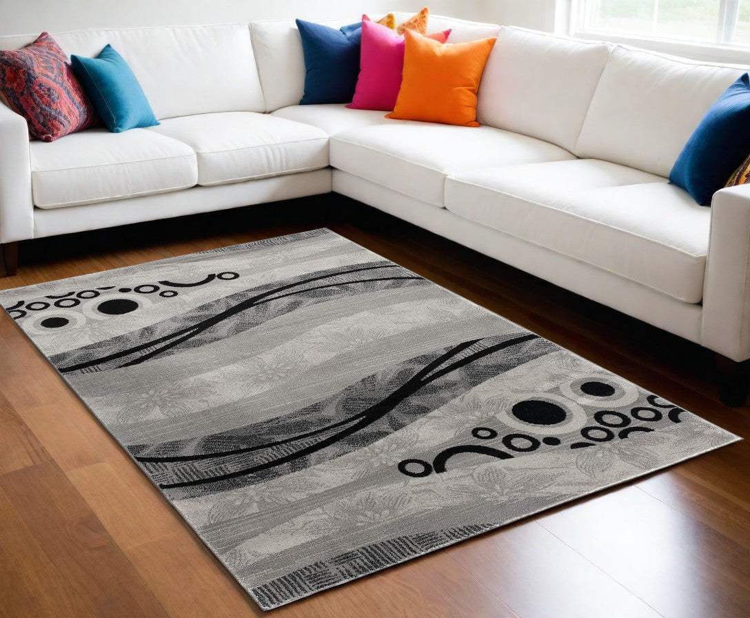 6' X 9' Gray Abstract Dhurrie Area Rug - Homeroots - Flyclothing LLC