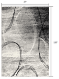 10' Gray Abstract Power Loom Runner Rug - Homeroots