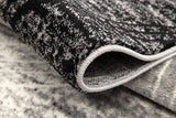 13' Gray and Black Abstract Shag Power Loom Runner Rug - Homeroots