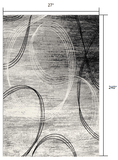 20' Gray Abstract Dhurrie Runner Rug - Homeroots