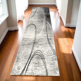 20' Gray Abstract Dhurrie Runner Rug - Homeroots