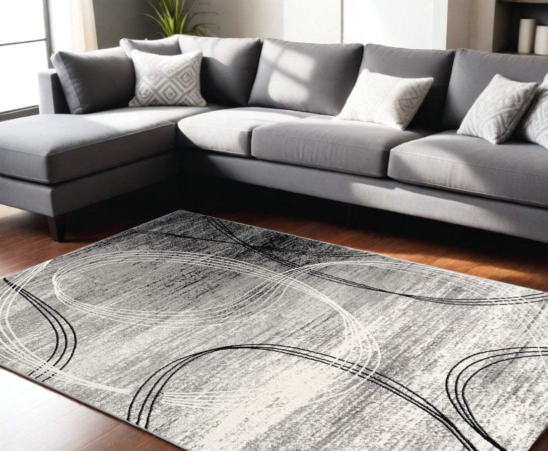 6' X 9' Gray Abstract Dhurrie Area Rug - Homeroots - Flyclothing LLC
