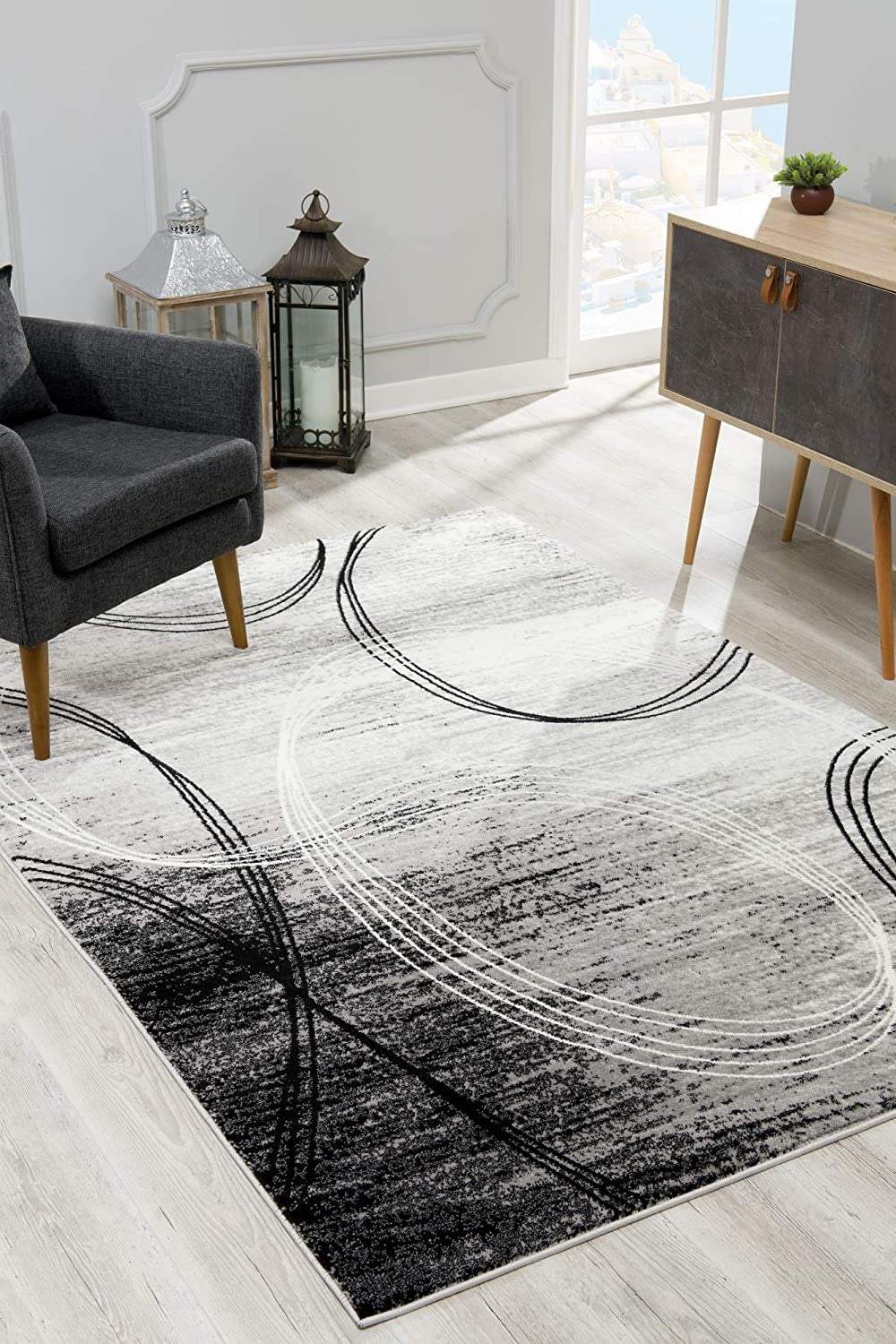8' X 10' Gray Abstract Dhurrie Area Rug - Homeroots - Flyclothing LLC