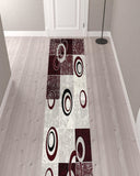 13' Red and White Geometric Power Loom Runner Rug - Homeroots