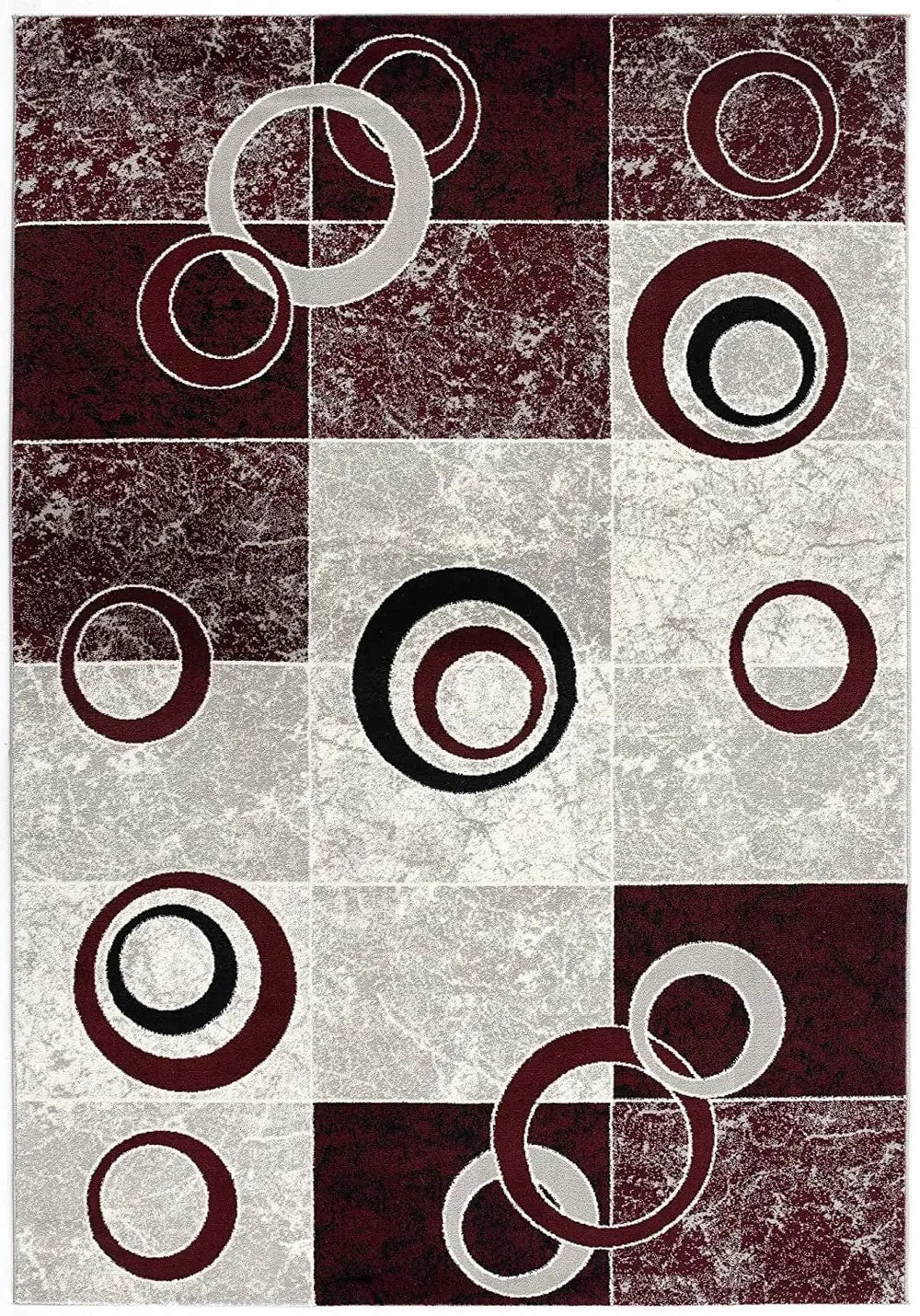 13' Red and White Geometric Power Loom Runner Rug - Homeroots