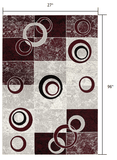 8' Red and White Geometric Power Loom Runner Rug - Homeroots
