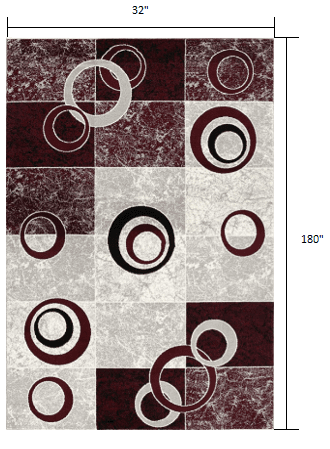 15' Red Abstract Dhurrie Runner Rug - Homeroots - Flyclothing LLC