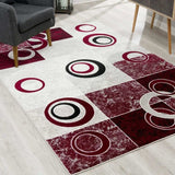 3' X 5' Red Abstract Power Loom Area Rug - Homeroots - Flyclothing LLC