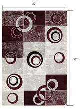 8' Red Abstract Power Loom Runner Rug - Homeroots - Flyclothing LLC