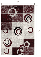 5' X 7' Red Abstract Dhurrie Area Rug - Homeroots - Flyclothing LLC