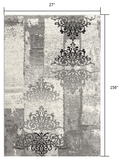 2' X 13' Gray Faded Filigree Pattern Runner Rug - Homeroots