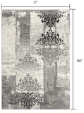 15' Gray Damask Dhurrie Runner Rug - Homeroots