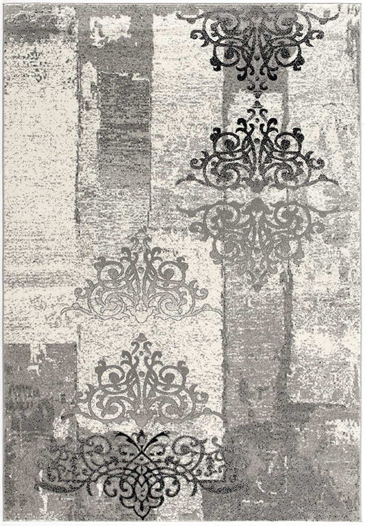 2' X 4' Gray Damask Dhurrie Area Rug - Homeroots - Flyclothing LLC