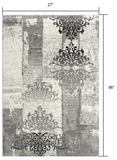 2' X 8' Gray Faded Filigree Pattern Runner Rug - Homeroots