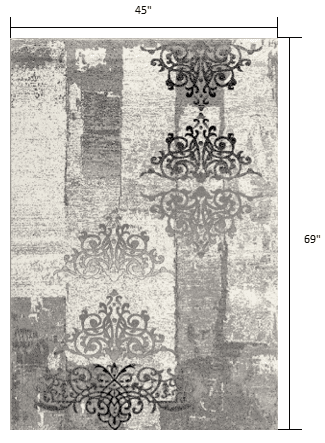 4' X 6' Gray Damask Dhurrie Area Rug - Homeroots - Flyclothing LLC