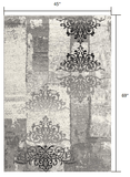 4' X 6' Gray Damask Dhurrie Area Rug - Homeroots