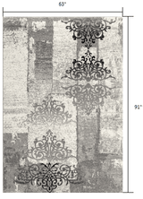 5' X 7' Gray Damask Dhurrie Area Rug - Homeroots - Flyclothing LLC