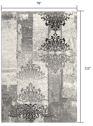 6' X 9' Gray Damask Dhurrie Area Rug - Homeroots - Flyclothing LLC