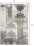 6' X 9' Gray Damask Dhurrie Area Rug - Homeroots