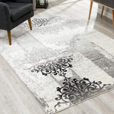 8' X 10' Gray Damask Dhurrie Area Rug - Homeroots