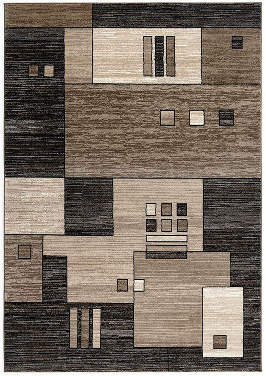 13' Beige Abstract Power Loom Runner Rug