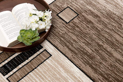 13' Beige Abstract Power Loom Runner Rug