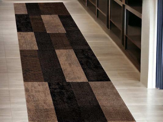 15' Beige Abstract Power Loom Runner Rug - Homeroots - Flyclothing LLC