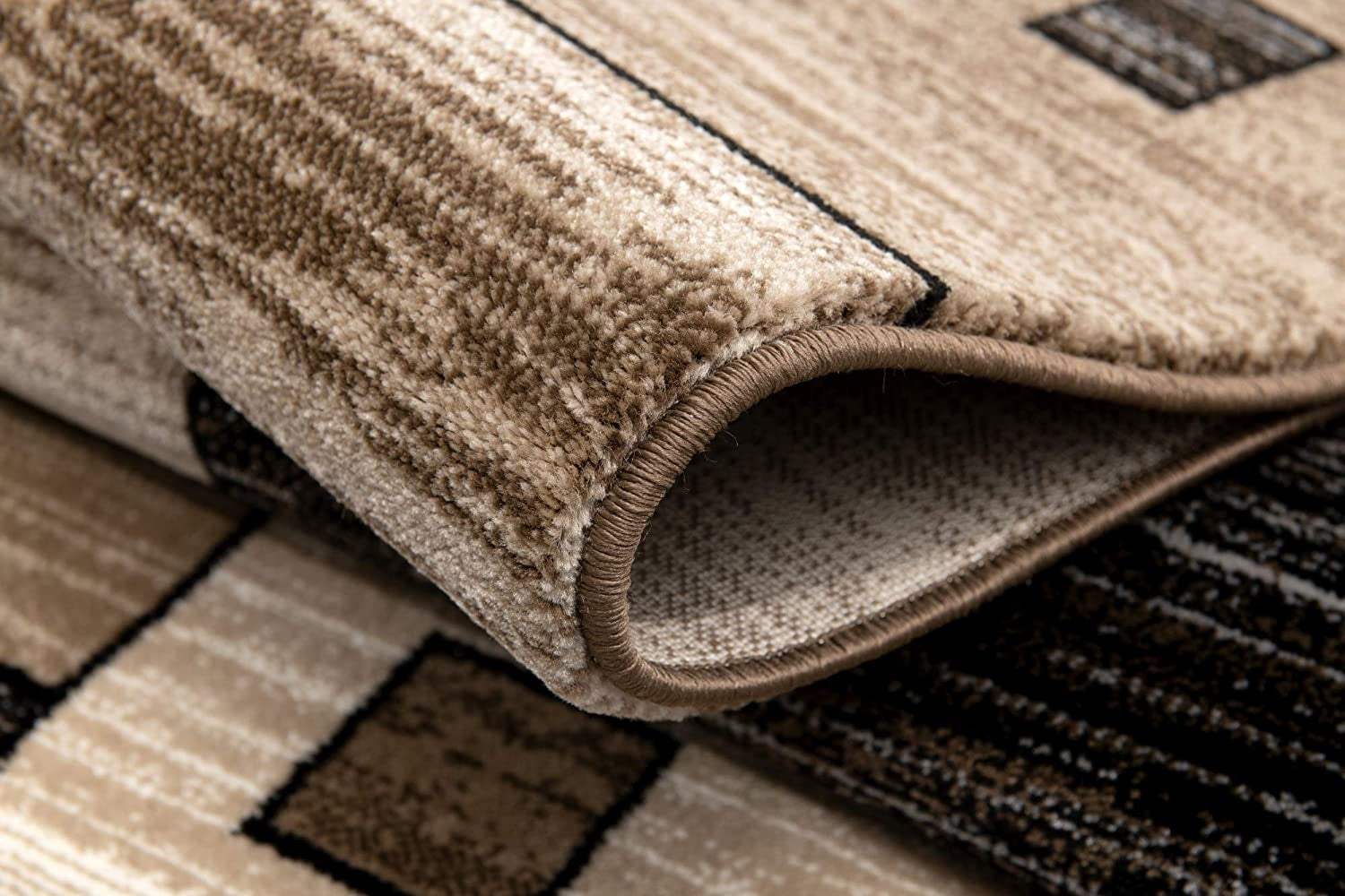 8' Brown and Black Abstract Power Loom Runner Rug - Homeroots - Flyclothing LLC