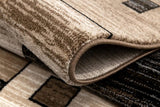 8' Brown and Black Abstract Power Loom Runner Rug - Homeroots