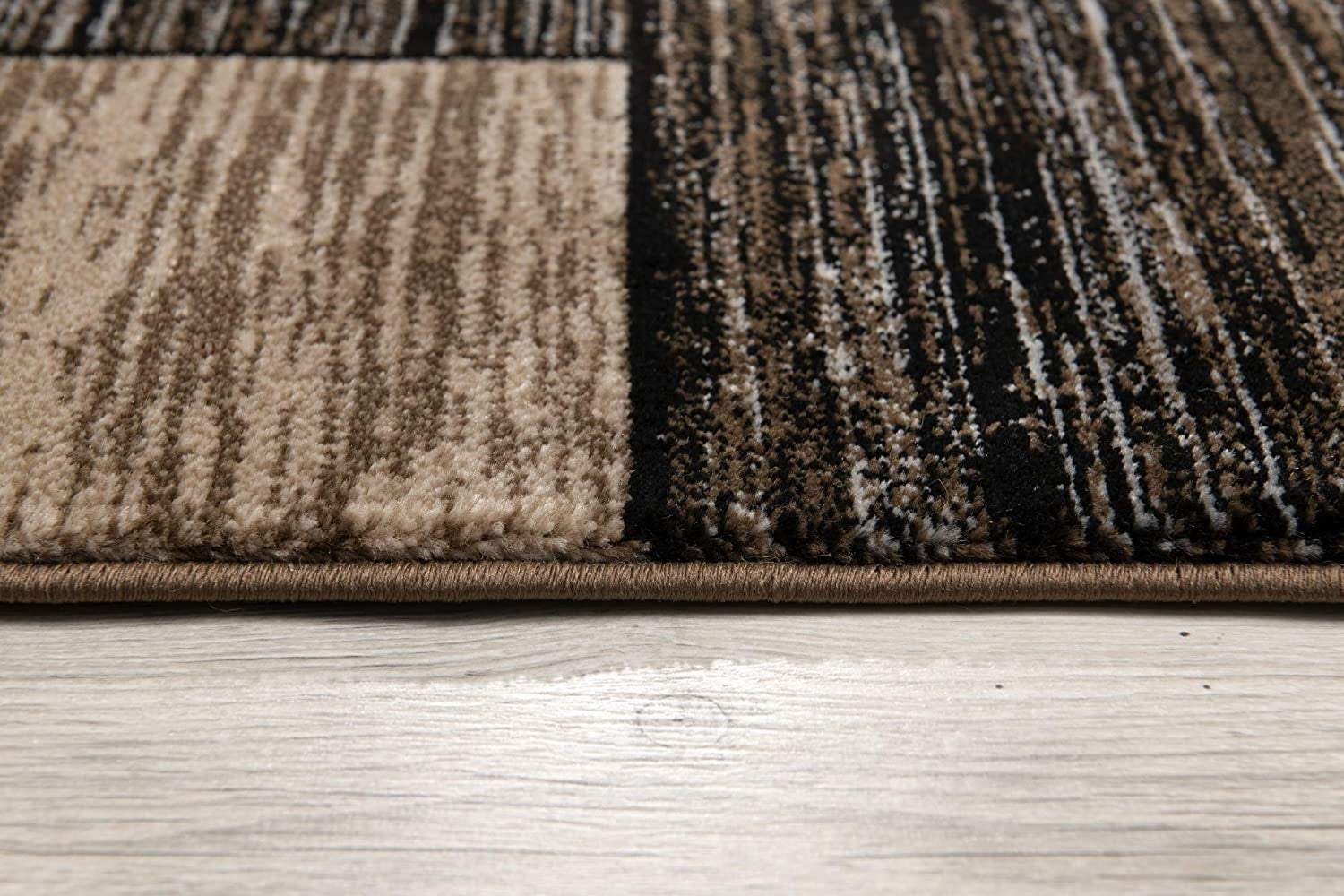 8' Brown and Black Abstract Power Loom Runner Rug - Homeroots - Flyclothing LLC