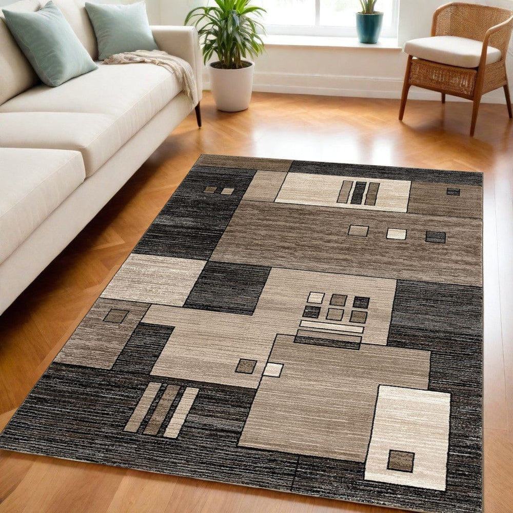 5' X 7' Beige Abstract Dhurrie Area Rug - Homeroots
