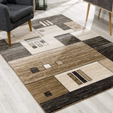 6' X 9' Beige Abstract Dhurrie Area Rug - Homeroots